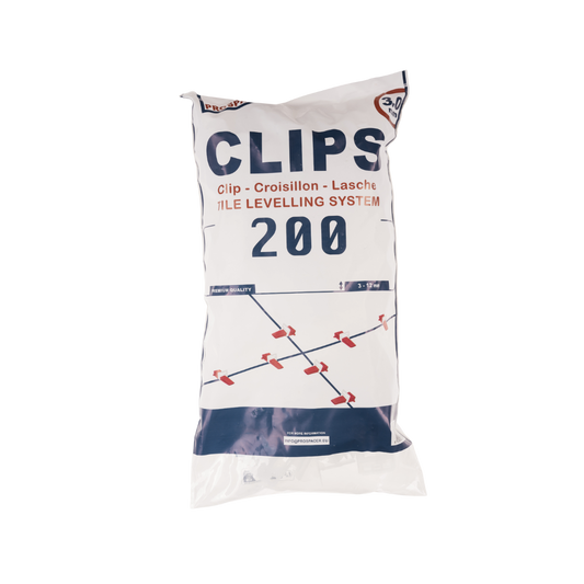 Productfoto zak met 200 Prospacer clips in voegbreedte 3mm.